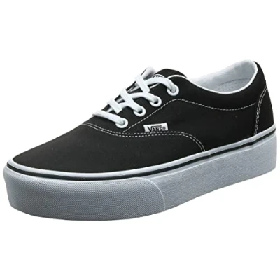 Image of Vans Women&#039;s Doheny Platform Sneaker, Black Canvas White 187, 2.5 UK