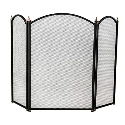 Image of Fire Vida Selby 3 Panel Screen Spark Guard, Metal, Black