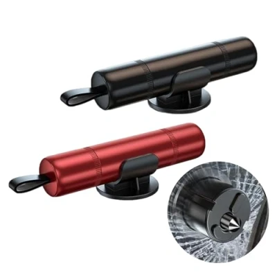 Image of PUERFOCA 2 Pcs in 1 Emergency Car Window Breaker, Safety Hammer Seat Belt Cutter and Glass Escape Tool (Red Black)