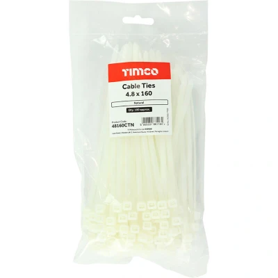 Image of TIMco 48160CTN Cable Tie 4.8 x 160 Natural (Bag of 100)