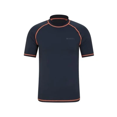 Image of Mountain Warehouse Mens UV Rash Vest Lightweight, Quick Drying &amp; Stretchy T Shirt with UPF 50+ Flat Seams for Spring Summer, Beach, Swimming Water Sports Navy S