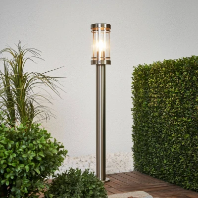 Image of Lindby path light Djori, height 80 cm, aluminium coloured, stainless steel