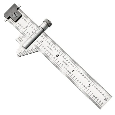 Image of Starrett 22C Drill Point Gauge, Hook Rule, 59 Degree Head Bevel Angle, 1/32&quot; Graduations, 6&quot; Length