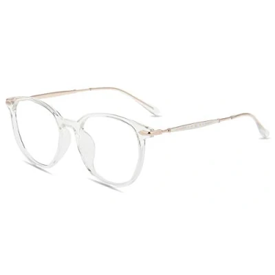 Image of Firmoo Blue Light Blocking Glasses Women Round, Anti Glare Screen Men Reduce Eyestrain Headache, Reflective Non Prescription Large (Clear)