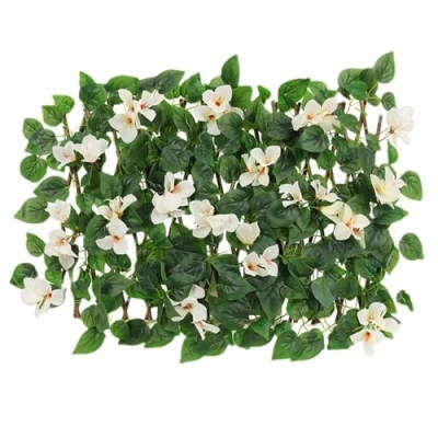 Image of Trellis with Artificial Leaves, Garden Fence Screening, Hedge Screening Roll Flowers, Decorative Faux Ivy Privacy Screen Greenery Backdrop for Backyard, Balcony