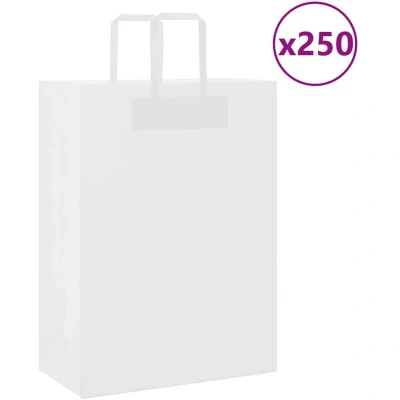 Image of Paper Bags 250 pcs with Handles White 32x17x44 cm Vidaxl