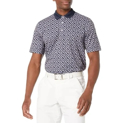 Image of Amazon Essentials Men&#039;s Regular Fit Quick Dry Golf Polo Shirt, Navy Seashells, XL