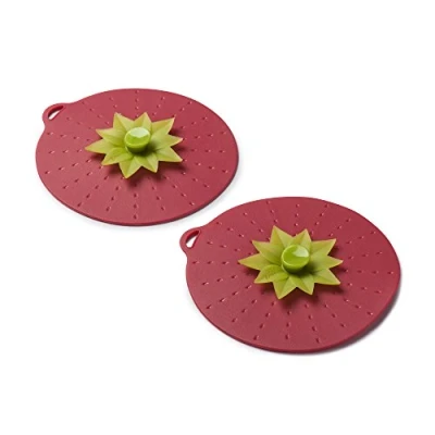 Image of Zeal Reusable Eco Friendly Strawberry Design Keep Fresh Storage Airtight Seal Mini Lid, Silicone, Red, 10 x 3 cm
