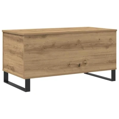 Image of vidaXL lift up top oak wood coffee table with metal legs industrial design for living room, hallway, or lounge 90x44.5x45 cm ample hidden storage and sturdy surface
