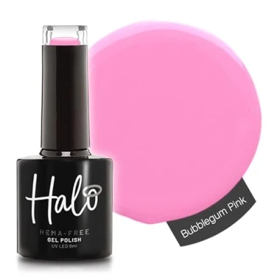 Image of Halo Gel Polish 8ml Bubblegum Pink. UV/LED Nail Polish, Long Lasting &amp; Easy To Apply. Soak Off Art Colours For Manicure Pedicure. Professional Home Use.