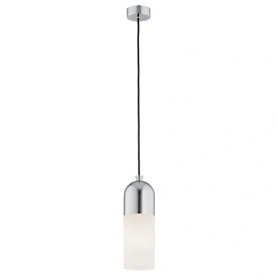 Image of Burgos Slim Pendant Ceiling Light Opal Matt, Chrome