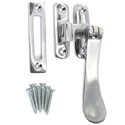 Image of Polished Chrome Window Hook Mortice Fastener Victorian Swivel Casement Handle