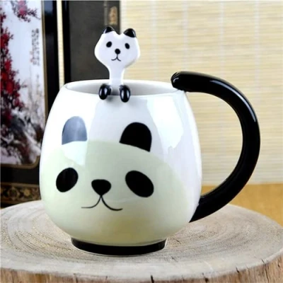 Image of Arawat Funny Mug Panda Cute Coffee Ceramic Tea with Spoon &amp; Coaster 420 Ml Large Birthday Gift for Girlfriend Boyfriend Boys Women Men
