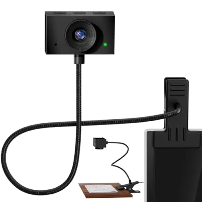 Image of Danyesth Eye Contact Webcam for PC,1080P Center Cam with Microphone Plug &amp; Play Computer Camera adjustable Gooseneck,Middle Screen Zoom,Video Call, Skype, Teams (Black)