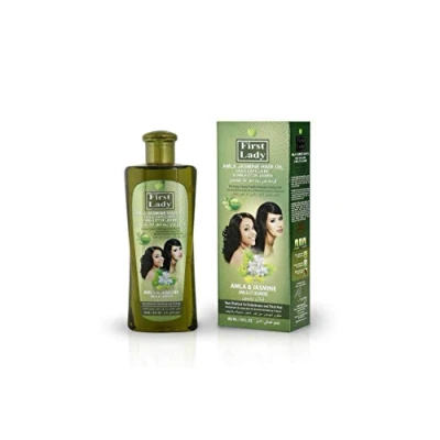 Image of First Lady Herbal (Ayurvedic) AMLA JASMINE Hair Oil 300ml For Long, Strong, Freshly Fragrant Shining Afro Asian European Types