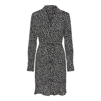 Image of PIECES Women&#039;s Pcnova Ls Tie Dress Noos Bc, Black/AOP:Cloud Dancer dot, XS