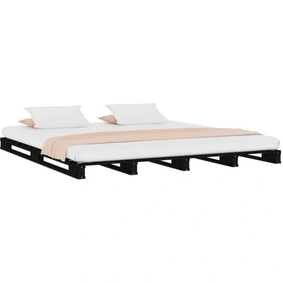 Image of vidaXL Pallet Bed without Mattress Black Double Solid Wood