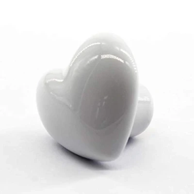 Image of Flomore White Drawer Knob Ceramic Cabinet Knobs Kids Room Handle Pull Heart Shape for Dresser Drawers (Pack of 8 Screws Included)