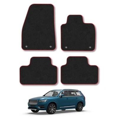 Image of Car Mats Compatible with Volvo Xc40 (2018 ) [Auto] Tailored Fit Red Carpet Floor Set Accessory Custom 4 Pieces Anti Slip Backing &amp; Binding Trim Edge