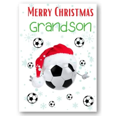 Image of Second Ave Grandson Football Children&#039;s Kids Christmas Xmas Holiday Festive Greetings Card