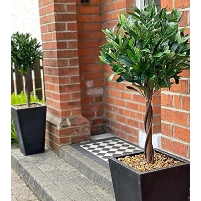 Image of Pair of 120cm (4ft) Twist Natural Artificial Topiary Bay Laurel Ball Trees