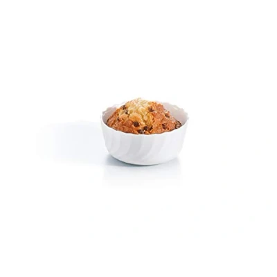 Image of Luminarc 06962 Ramekin Trianon 12 cm Baking Mini Oven Pie Mould Cream Brulee Muffins Wave Edge Tempered Glass Microwave Dishwasher Safe White Modern