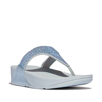 Image of Fitflop Women&#039;s LULU Crystal Embellished Toe Post Sandals, Blue, 3 UK