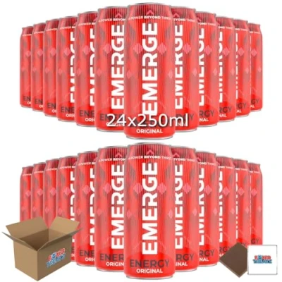 Image of Emerge Energy Drink 24 X 250ml, Mixed Fruit Flavour, High Caffeine Content Boxed Treatz