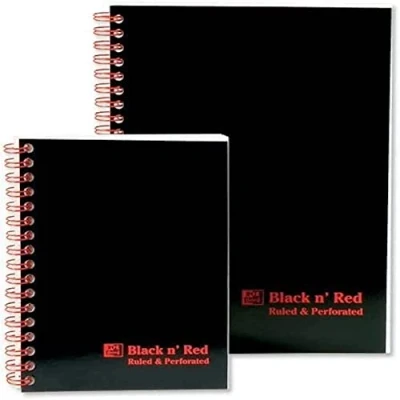 Image of Oxford Black n&#039; Red A5 Notebook, Card Cover Wirebound, Lined, 100 pages (Pack of 10)
