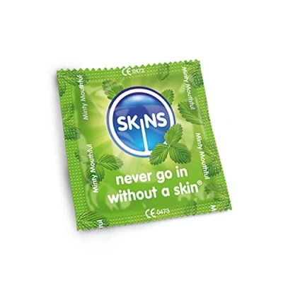 Image of Premium Skins Mint Flavoured Condoms Big Box Ultra Thin for Oral &amp; Intercourse with Extra Lube Pleasure Pack of 100