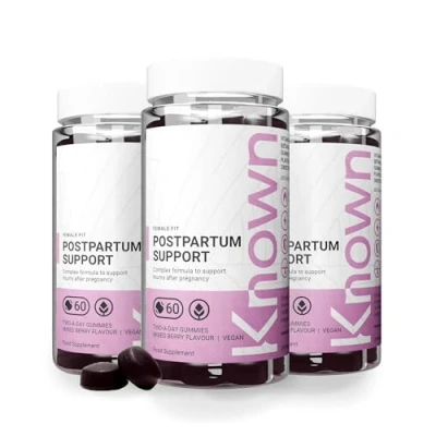 Image of Postpartum Support Gummies by Known Nutrition Natural After Pregnancy Delicious Mixed Berry Flavour 60 Two a Day Vegan Vitamin (Three Month’s Supply)