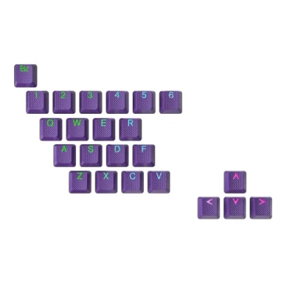 Image of Ranked Rubber Keycap Set Double shot Translucent OEM Profile for Mechanical Gaming Keyboard (Dark Purple, 23 Keys)
