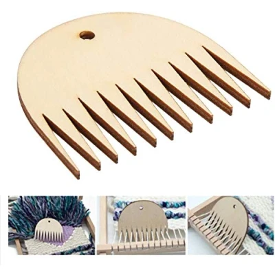 Image of HEEPDD Weaving Comb, 11 Teeth Wooden Tapestry Loom Comb Tool Tassel Handweaving DIY Multifunctional Braided Accessories
