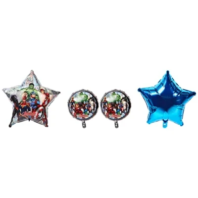 Image of Sinoeem Amscan 4071101 Marvel Avengers Power Unite Foil, Pack of 5, Bouquet, Helium, Balloons, Multicoloured