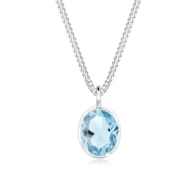 Image of Elli Necklace Ladies Solitaire Pendant Elegant with Topaz Gemstone Light Blue in 925 Sterling Silver