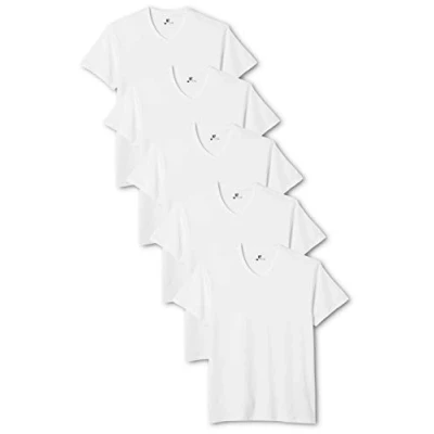 Image of Lower East Basic Men&#039;s T Shirt with V Neck, Pack of 5, white, XL