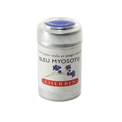 Image of Herbin Writing Ink Cartridges Bleu Myosotis (Blue Forget Me Not)Pack 6