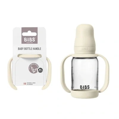Image of BIBS Baby Bottle Handle Easy &amp; Comfortable Grip Non Slip Surface BPA Free Dishwasher Safe Accessories Ages 6+ Months Ivory