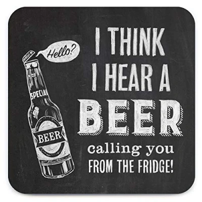 Image of Brainbox Candy Funny &#039;Beer Calling Coaster&#039; Small Gift Ideas for Him Her Friends Birthday Housewarming Present New Home Gifts Women Men
