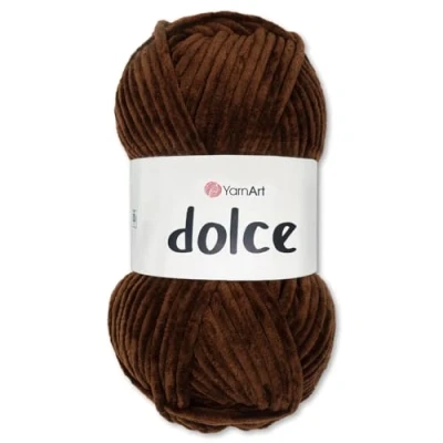 Image of Frida&#039;s Wollhaus YarnArt 100 g Dolce Chenille Wool Yarn Knitting Crochet Amigurumi 64 Colours (775 Chocolate)
