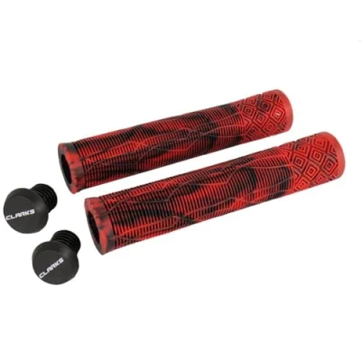 Image of Clarks Cycle Systems C132 Rubber Handlebar Grips, Red/Black, 168mm