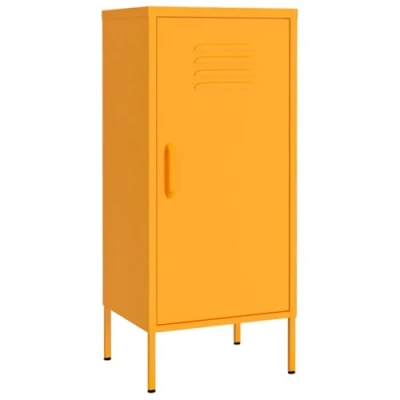 Image of vidaXL Mustard Yellow Steel Storage Cabinet Two Adjustable Shelves, Bottom Levelers, 42.5x35x101.5 cm Ideal for Books, DVDs, and Multimedia