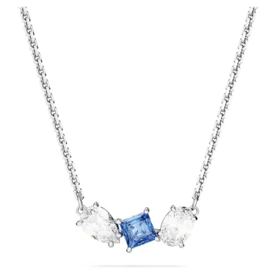 Image of Swarovski Mesmera Pendant Necklace, White and Blue Crystals in a Rhodium Plated Setting, from the Collection
