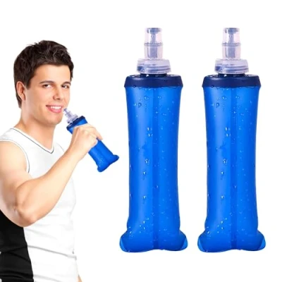Image of VIKSAUN 2 Pcs Soft Flask Running Water Bottles 500ml, Outdoor Sport Hydration Bottle, TPU Foldable for Pack Cycling Hiking Climbing Outdoors Motorbike (2)