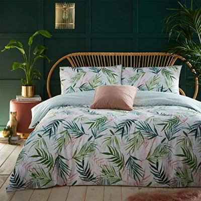 Image of furn. Bali Palm Duvet Cover and Pillowcase Set, Green, Single