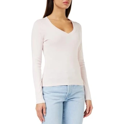 Image of Levi&#039;s V NECK BABY TEE Long sleeved top, Women&#039;s, Size: Small, Mauve chalk