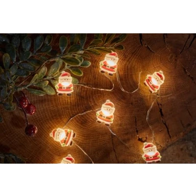 Image of Smart Garden Christmas Santa String Lights Set of 20 Warm White LEDs Indoor Use 1.9 Metre Auto Timer Function Decoration, Festive Décor