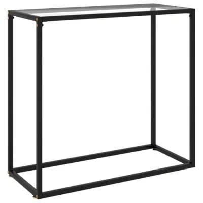 Image of vidaXL Console Table, Transparent Tempered Glass, Powder Coated Steel Frame, Sturdy Construction, Easy Assembly, Modern Style, Ideal for Living Room, Bedroom, Hallway 80 x 35 75 cm