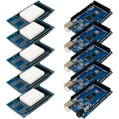 Image of AZDelivery 5 x AZ MEGA2560 Board Bundle with Prototype Shield including eBook