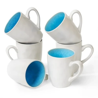 Image of MIAMIO Lumera Collection 6 x 350 ml Stoneware Ceramic Crockery Set Handmade Blue